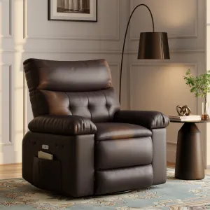 Oversized Wide Rocker Swivel Recliner Chair - PU Leather Manual Recliner for Adults, Large Nursery Chair Lazy Recliner with Comfort Arm and Back for Living Room, Bedroom, Coffee
