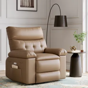 Oversized Wide Rocker Swivel Recliner Chair - PU Leather Large Manual Recliner for Adults, Ultimate Comfort Lazy Boy with 1.5X Sponge Filling and Easy Recline Mechanism for Relaxation