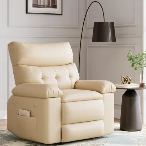 Oversized Wide Rocker Swivel Recliner Chair - PU Leather Large Manual Recliner for Adults, Ultimate Comfort Lazy Boy with 1.5X Sponge Filling and Easy Recline Mechanism for Relaxation