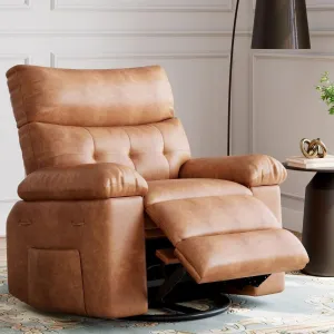 22" Widen Recliner Chairs with Heat and Massage - 360° Swivel Lazy Boy Recliner Chair for Adults- Manual Rocking Chair with Cup Holder for Living Rooms, Bedrooms, and Nurseries - Brown