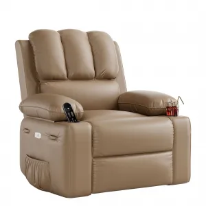 27” Width Electric Power Oversized Rocker Swivel Recliner Chair, USB Charger Lazy Boy for Adults, w/ Vibrating Massage and Heating, 1.5x Sponge Filling for Living Room, Bedroom and Nursery