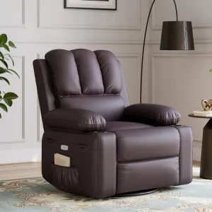 27" Width Electric Power Oversized Rocker Swivel Recliner Chair, USB Charger Lazy Boy for Adults, w/Vibrating Massage and Heating, 1.5X Sponge Filling for Living Room, Bedroom and Nursery