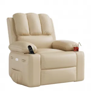 27" Width Electric Power Oversized Rocker Swivel Recliner Chair, USB Charger Lazy Boy for Adults, w/Vibrating Massage and Heating, 1.5X Sponge Filling for Living Room, Bedroom and Nursery