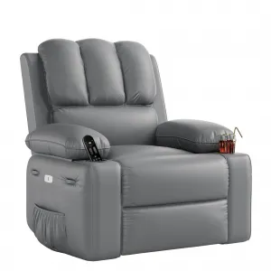 27" Width Electric Power Oversized Rocker Swivel Recliner Chair, USB Charger Lazy Boy for Adults, w/Vibrating Massage and Heating, 1.5X Sponge Filling for Living Room, Bedroom and Nursery