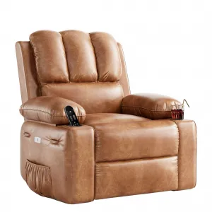 27" Width Electric Power Oversized Rocker Swivel Recliner Chair, USB Charger Lazy Boy for Adults, w/ Vibrating Massage and Heating, 1.5x Sponge Filling for Living Room, Bedroom and Nursery