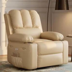 Widen 22" Power Recliner Chair, Electric Rocker Swivel USB Charger Lazy Boy for Adults, with Vibrating Massage and Heating, 1.5X Sponge Filling for Living Room, Bedroom and Nursery