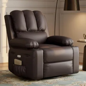 Widen 22" Power Recliner Chair, Electric Rocker Swivel USB Charger Lazy Boy for Adults, with Vibrating Massage and Heating, 1.5X Sponge Filling for Living Room, Bedroom and Nursery