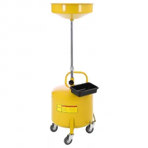 8 Gallon Portable Air-Operated Waste Oil Drainer with Adjustable 15" Funnel, Heavy-Duty Steel, Casters, Toolbox, Rust-Proof for Garages & Repair Shops,Yellow