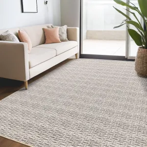 Washable Rug 10x13 Large Living Room Rug Modern Woven Printed Rug Non Slip Indoor Soft Bedroom Rug Low Pile Non-Shedding Braided Print Foldable Throw Rugs for Playroom Farmhouse Office Beige