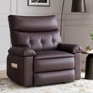 Oversized Wide Massage Recliner Chair, PU Leather Large Manual Recliner for Adults, Ultimate Comfort Lazy Boy with 1.5X Sponge Filling and Easy Recline Mechanism for Relaxation, Coffee