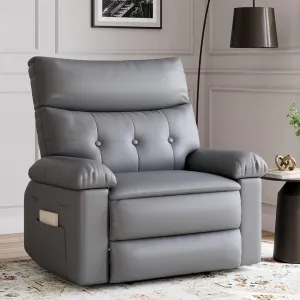 Oversized Wide Massage Recliner Chair, PU Leather Large Manual Recliner for Adults, Ultimate Comfort Lazy Boy with 1.5X Sponge Filling and Easy Recline Mechanism for Relaxation, Grey