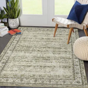 Washable Area Rug 9x12 Large Rugs for Living Room Soft Vintage Bedroom Rug Ultra-Thin Distressed Oriental Carpet Stain Resistant Rug for Dining Room Guest Room Home Decor,Taupe 9x12