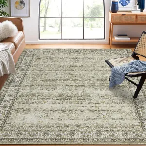 Washable Area Rug 10x13 Large Rugs for Living Room Soft Vintage Bedroom Rug Ultra-Thin Distressed Oriental Carpet Stain Resistant Rug for Dining Room Guest Room Home Decor,Taupe 10x13