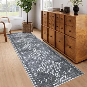 Vintage Runner Rug 2x6 Hallway Runner Rug Non Slip Indoor Soft Rugs Low Pile Non-Shedding Kitchen Rug Runner Entryway Rug Washable Foldable Bedside Thin Rug Laundry Bathroom Floor Cover Gray