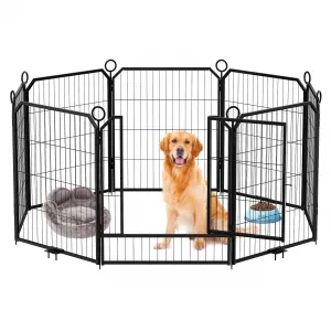 Dog Playpen Outdoor, 32 inch 8 Panels Dog Pen Indoor Heavy Duty Puppy Exercise Pen Metal Pet Fence for RV Camping/Yard/Garden
