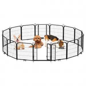 Dog Playpen Outdoor, 24 inch 16 Panels Dog Pen Indoor Heavy Duty Puppy Exercise Pen Metal Pet Fence for RV Camping/Yard/Garden