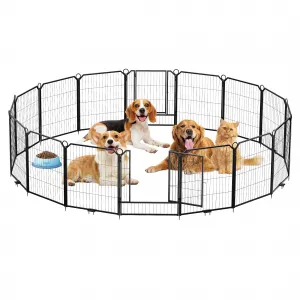 Dog Playpen Outdoor, 32 inch 16 Panels Dog Pen Indoor Heavy Duty Puppy Exercise Pen Metal Pet Fence for RV Camping/Yard/Garden