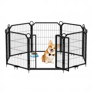 Dog Playpen Outdoor, 24 inch 8 Panels Dog Pen Indoor Heavy Duty Puppy Exercise Pen Metal Pet Fence for RV Camping/Yard/Garden
