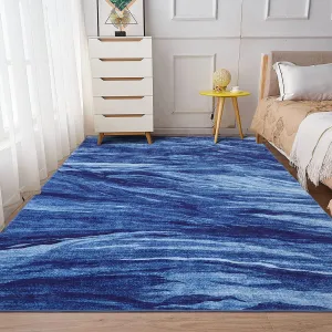 Abstract Navy Blue 6x9 Area Rug, Machine Washable Modern Area Rug Stain Resistant Non-Slip Accent Rug Floor Cover Carpet Rug for Living Room Decor