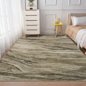 Abstract Taupe 8x10 Area Washable Rug, Large Modern Rug Stain Resistant Non-Slip Accent Rug Abstract Floor Cover Carpet Rug for Living Room Decor