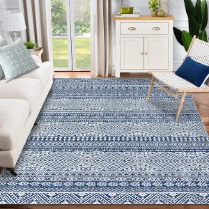 5x7 Area Rug for Living Room, Machine Washable Area Rugs, Boho Distressed Rugs for Bedroom, Under Dinning Table Stain Resistant Rug s, Non-Shedding Non-Slip Indoor Floor Carpet for Home