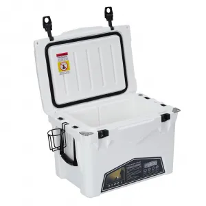 35 Qt Portable Ice Cooler – Heavy Duty Ice Chest with Cup Holder, Fish Ruler, Bottle Opener, Easy Drainage, Durable LLPDE & PU, Leak-Proof Design for Camping, Beach, Boat, Fishing, Picnic, Travel