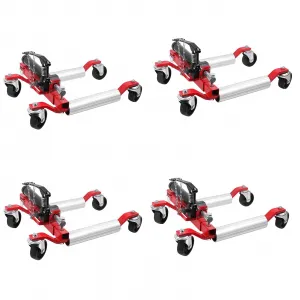 4PC Wheel Dolly with Hydraulic Tire Jack, 1500 LBS Capacity, for Truck, RV, Trailer, Vehicle Positioning, Red
