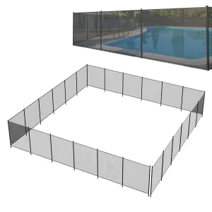 Pool Fence,4x72 Ft Swimming Pool Fences for Inground Pools, Easy DIY Installation Pool Safety Fence with Herringbone Legs, 340 GMS Teslin PVC Mesh Protects Kids and Pets
