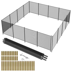 Pool Fence,4x48 Ft Swimming Pool Fences for Inground Pools, Easy DIY Installation Pool Safety Fence with Herringbone Legs, 340 GMS Teslin PVC Mesh Protects Kids and Pets