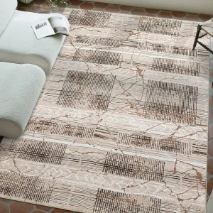 Boho Light Brown 9x12 Area Rugs Living Room Rug, Large Machine Washable Marble Distressed Boho Farmhouse Rug Neutral Ultra Thin Indoor Floor Carpet for Bedroom Dining Room Office Playroom Dorm Classroom