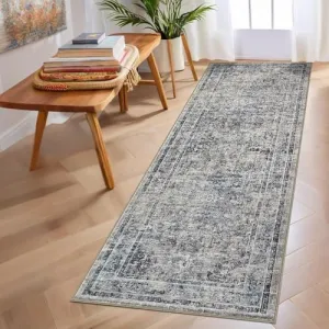 Hallway Runner Rug 2x6 - Washable Blue Kitchen Rugs Non Slip Soft Touch Carpet Runner Rug Stylish Rug Runner for Home Kitchen Bedroom Blue