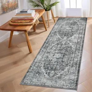 Hallway Runner Rug 2x6 - Washable Retro Gray Kitchen Rugs Non Slip Soft Touch Carpet Runner Rug Stylish Rug Runner for Home Kitchen Bedroom Retro Gray