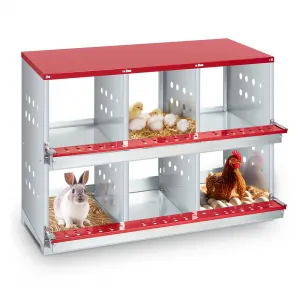 6-Compartment Galvanized Steel Nesting Box - Easy Egg Collection, Ventilated Design for Hens/Ducks/Rabbits Backyard Coop