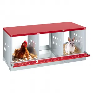 3-Compartment Galvanized Steel Nesting Box - Easy Egg Collection, Ventilated Design for Hens/Ducks/Rabbits Backyard Coop