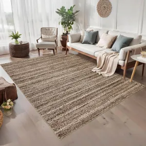 Modern Brown 10x13 Washable Rug Non Shedding Living Room Rug Bedroom Rug Large Area Rug Low Pile Modern Rug Soft Braided Print Indoor Accent Rug Lightweight Foldable Rug for Playroom Nursery
