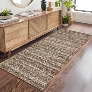 Modern Brown 2x6 Runner Rug Washable Modern Braided Print Rug Low Pile Kitchen Runner Rug Non Slip Bathroom Throw Rug Ultra-Thin Lightweight Indoor Modern Rug Foldable Rug for Hallway Entrance