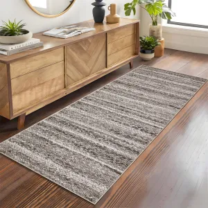 Modern Grey Camel 2x6 Runner Washable Rug Non Slip Entryway Rug Low Pile Kitchen Rug Bath Rug Hallway Rug Modern Accent Rug Contemporary Faux Woven Indoor Printed Rug for Office Bedroom