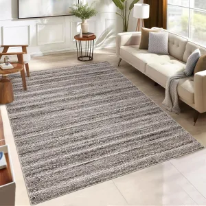 Modern Grey Camel 8x10 Rug Washable Area Rug Living Room Rug Bedroom Rug Grey Rug Modern Braided Print Rug Low Pile Non Shedding Neutral Rug Office Rug Non Slip Farmhouse Rug Large Colorful Rug