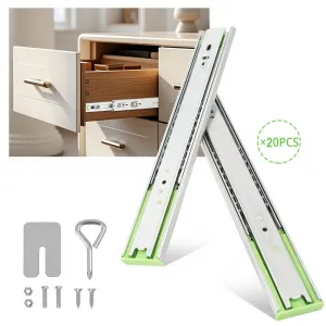 10 Pair Heavy Duty Drawer Slides Rail, 16 Inch 100 LB Load Capacity Side Mount Ball Bearing Metal Dresser Runner File Cabinet Trash Can Slider Kitchen Glide Silver