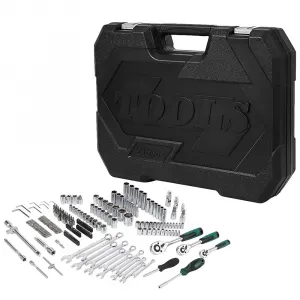 Mechanics Tool Set 216-Piece SAE/Metric Socket & Wrench Kit Durable Rolling Tool Box Portable for Automotive Repair DIY