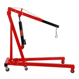 4000LB Folding Engine Crane Engine Hoist Cherry Picker 2Ton Ship Crane Heavy Duty Steel Lift Garage Workshop Auto Repair Foldable Stand 6 Caster - Red