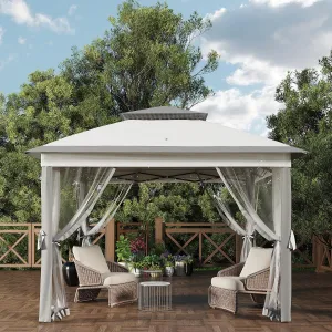 11x11ft Pop Up Gazebo Tent with Mosquito Netting, Outdoor Canopy Shelter Easy Setup, Water & UV Resistant - Gray
