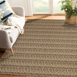 Modern Brown 9x12 Washable Rug, Non Slip Soft Low Pile Vintage Farmhouse Carpet for Bedroom, Dining Room, Nursery