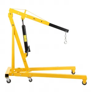 4000LB Folding Engine Crane Engine Hoist Cherry Picker 2Ton Ship Crane Heavy Duty Steel Lift Garage Workshop Auto Repair Foldable Stand 6 Caster - Yellow