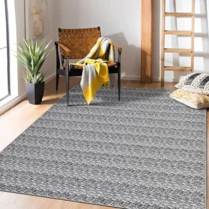 Modern Grey 10x13 Large Living Room Washable Rug Non Slip Soft Modern Braided Floor Cover Low Pile Non-Shedding Rustic Carpet Solid Print Farmhouse Throw Rugs for Bedroom Dining Room Nursery