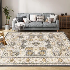 Area Rugs 5x7 for Living Room, Machine Washable Rugs Floor Carpet for Bedroom, Non-Shedding Vintage Rugs for Indoor High Traffic Areas, Low Pile Non-Slip Rug for Dining Room Office Home Decor