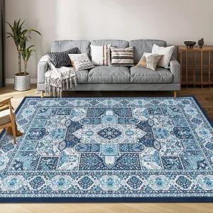 Area Rugs 5x7 for Living Room, Machine Washable Rugs Floor Carpet for Bedroom, Non-Shedding Vintage Rugs for Indoor High Traffic Areas, Low Pile Non-Slip Rug for Dining Room Office Home Decor