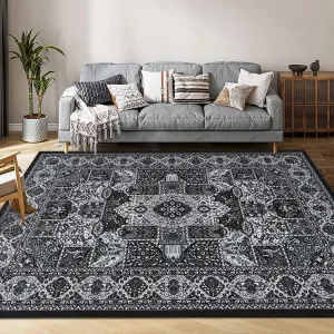 Area Rugs 8x10 for Living Room, Machine Washable Rugs Floor Carpet for Bedroom, Non-Shedding Vintage Rugs for Indoor High Traffic Areas, Low Pile Non-Slip Rug for Dining Room Office Home Decor