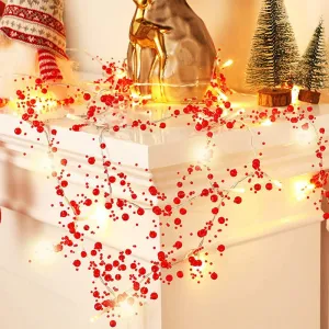 Led Beads String Lights,6.5 ft 20 LED Lights Battery Powered for Wedding, Birthday Parties, New Year, DIY Home Mantel Decoration red