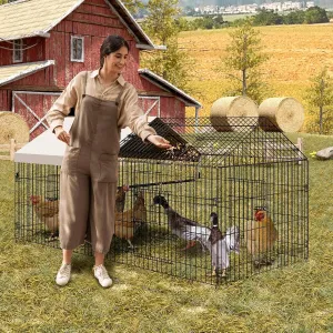 Chicken Coop 86 in ×40 in Chicken Runs for Yard with Cover Outdoor Metal Chicken Coop for Small Animals Duck Rabbit Hen